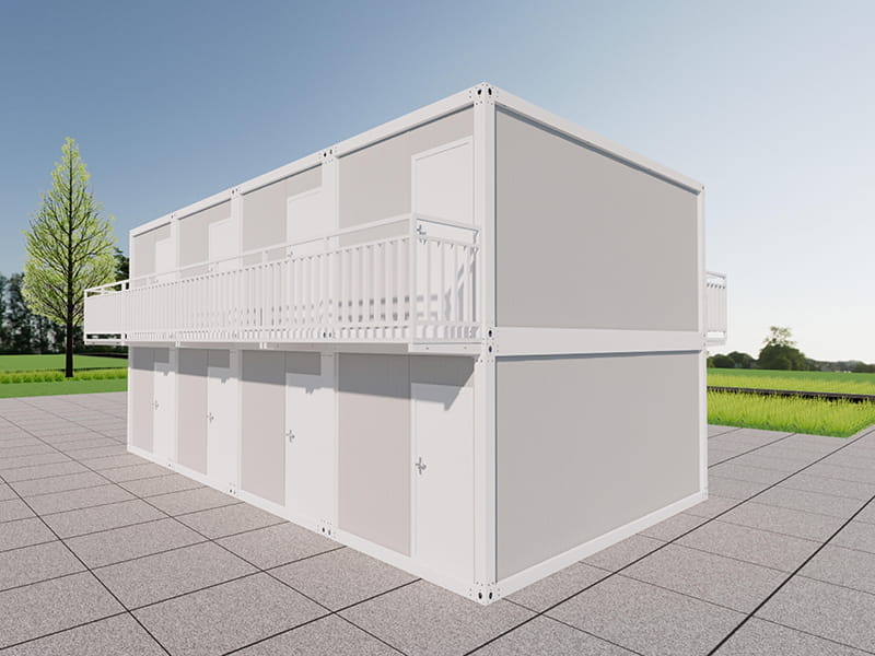 Motel de contenedores de dos plantas con 8 habitaciones
