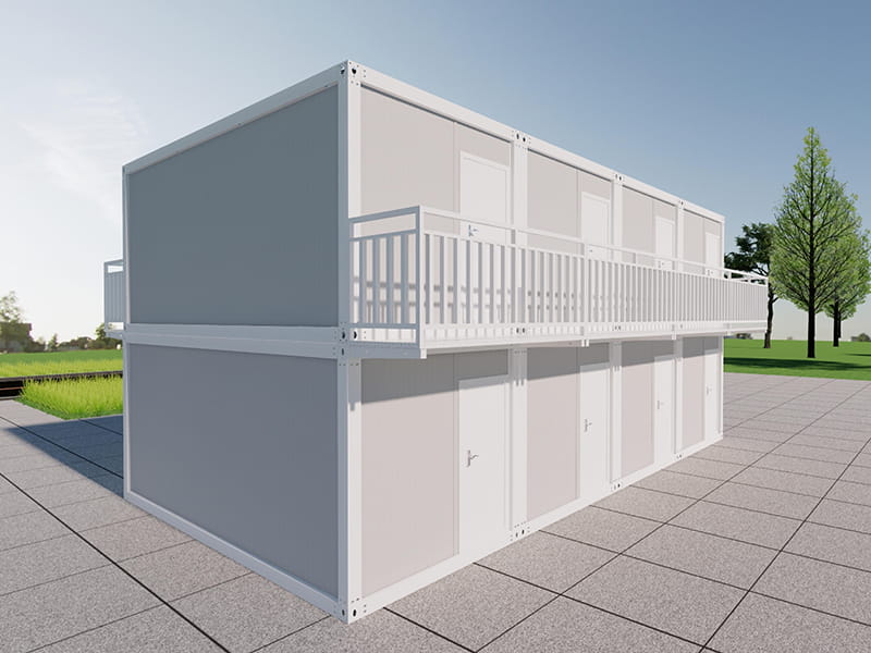 Motel de contenedores de dos plantas con 8 habitaciones