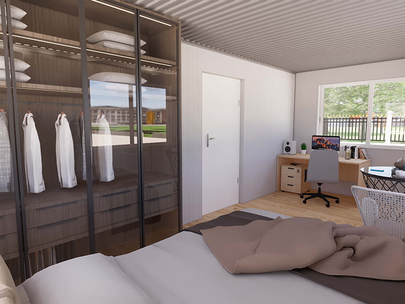 Casa contenedor de 54 m² con cocina y baño.