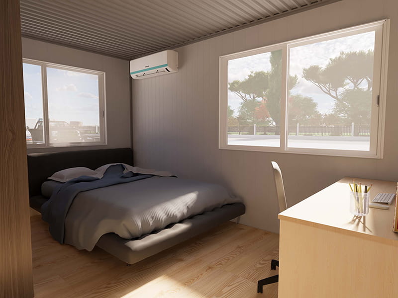 Casa contenedor de 54 m² con cocina y baño.