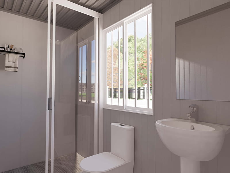 Casa contenedor de 54 m² con cocina y baño.